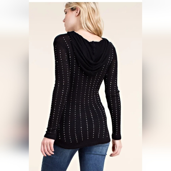 Vocal Rhinestone Stripe Black Hoodie - Picture 4 of 6